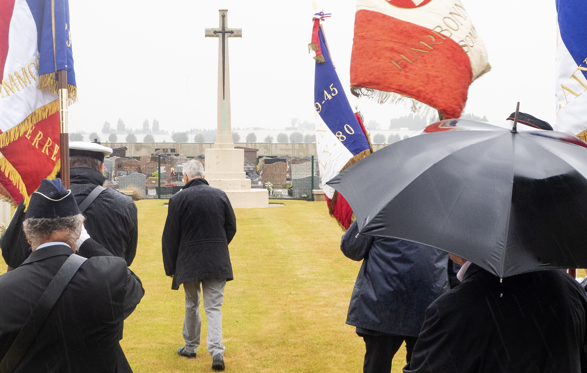 The ceremony in Rosières Communal Extension Cemetery to commemorate 100 years since the death of Jorgen Groseth.